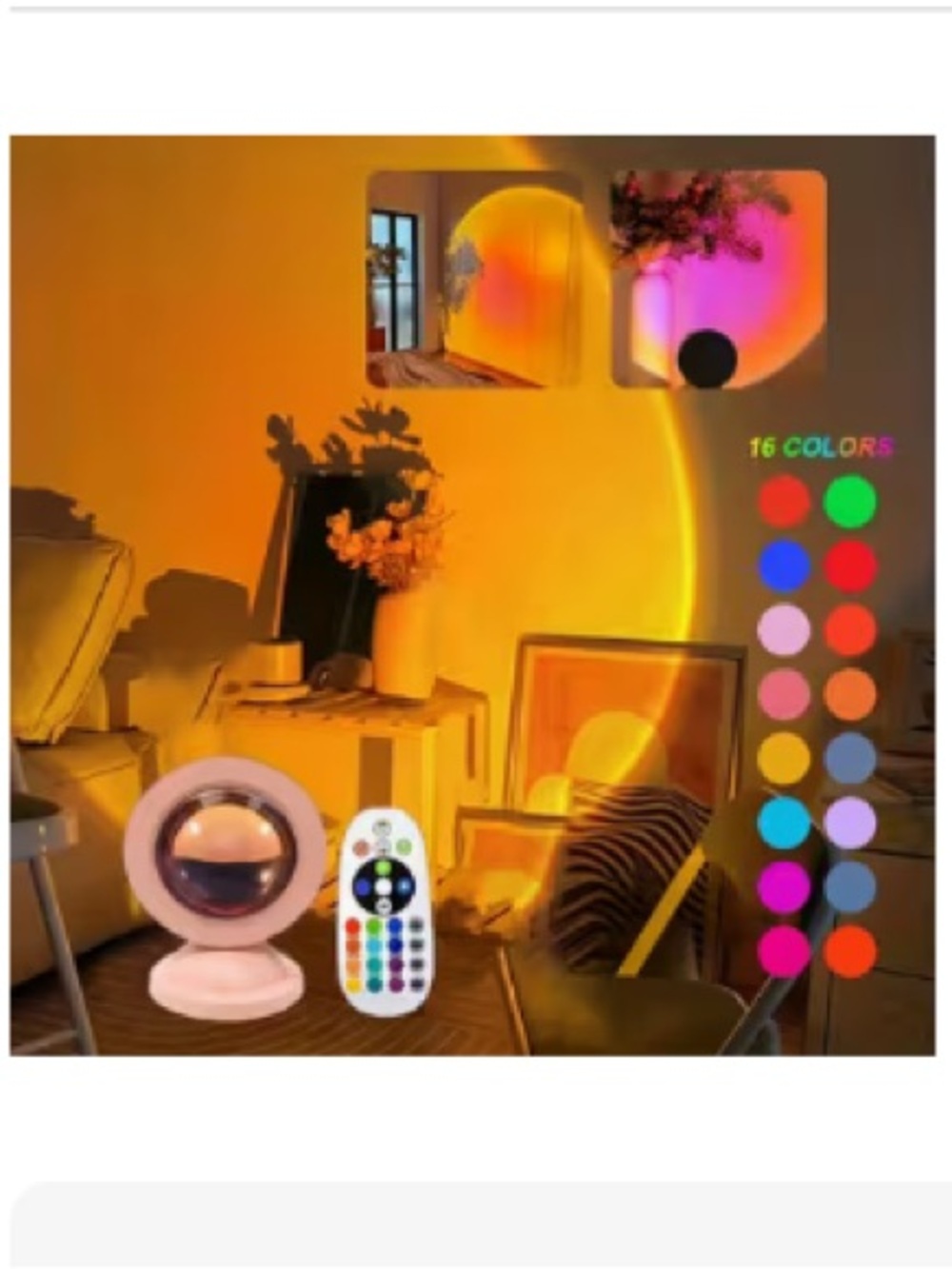 NWT 16-Color Sunset LED Night light